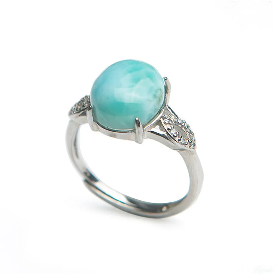 Настоящие натуральные кристаллы Larimar круглые камни женские Серебристые