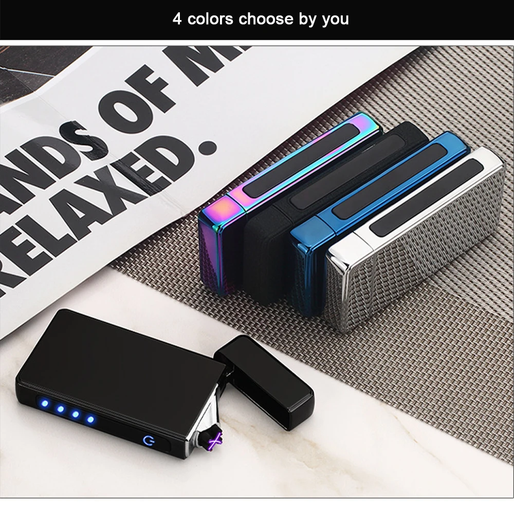 USB легче Hopingfire 2018 ветрозащитный электронные Перезаряжаемые двойной дуги