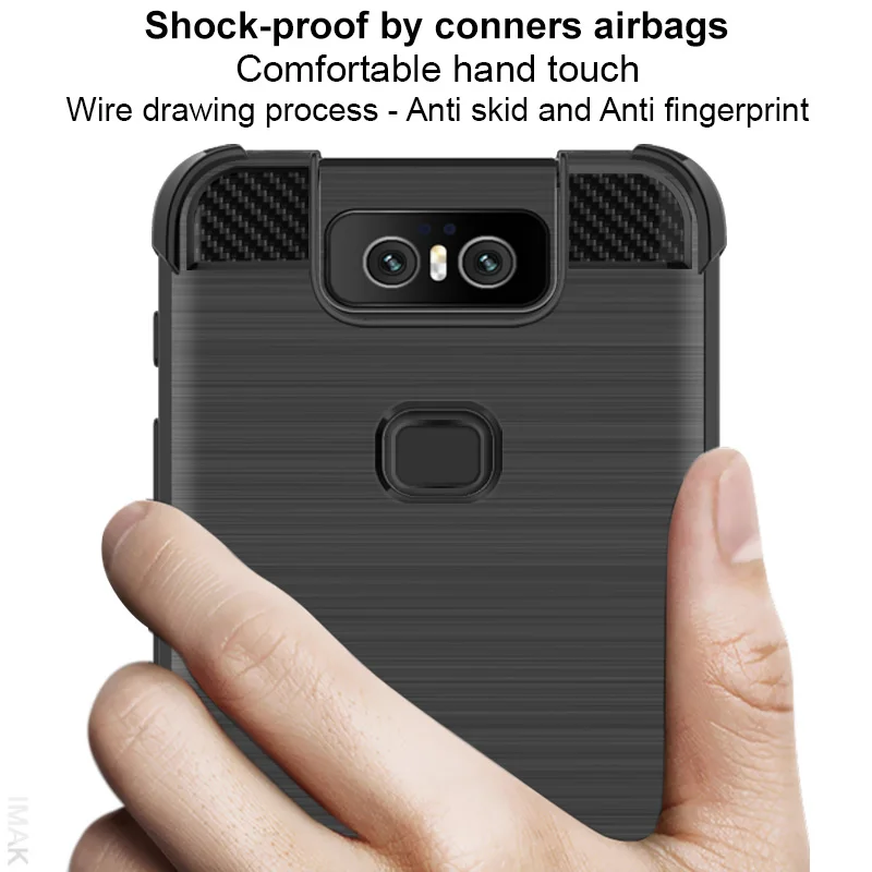 Чехол Imak из углеродного волокна для Asus Zenfone 6 ZS630KL Мягкая силиконовая задняя