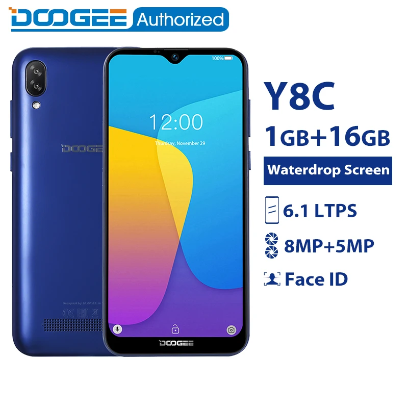 Doogee Y8C 1 ГБ 16 разблокированный мобильный телефон Android 8 экран капли воды 6 'ཏ:9 3400