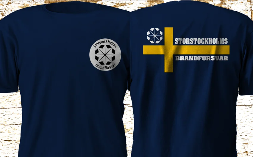 Модная новинка 2019 Шведский пожарный STORSTOCKHOLMS BRANDFORSVAR темно синяя футболка S 3XL