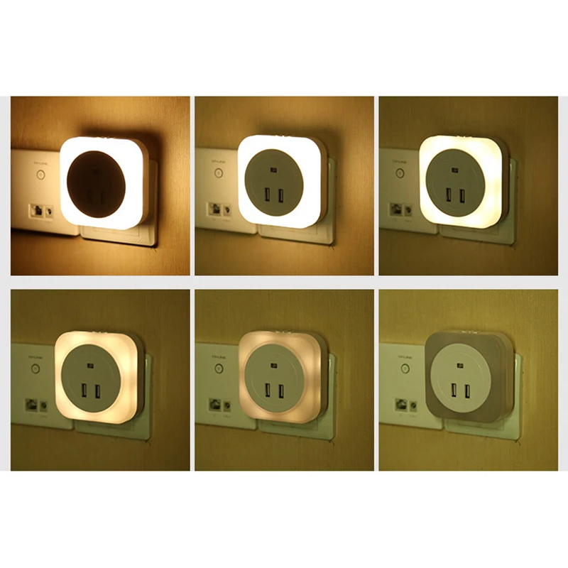 Светодиодный ночник с датчиком 2 Usb зарядным гнездом Led 0 5 Вт Автоматическая