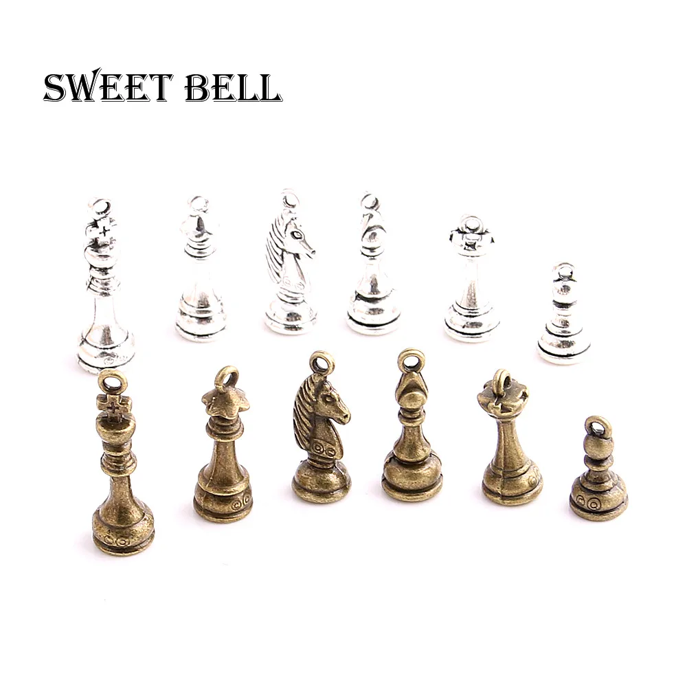 SWEET BELL 6 набор модных двухцветных металлических цинковых подвесок шахматы