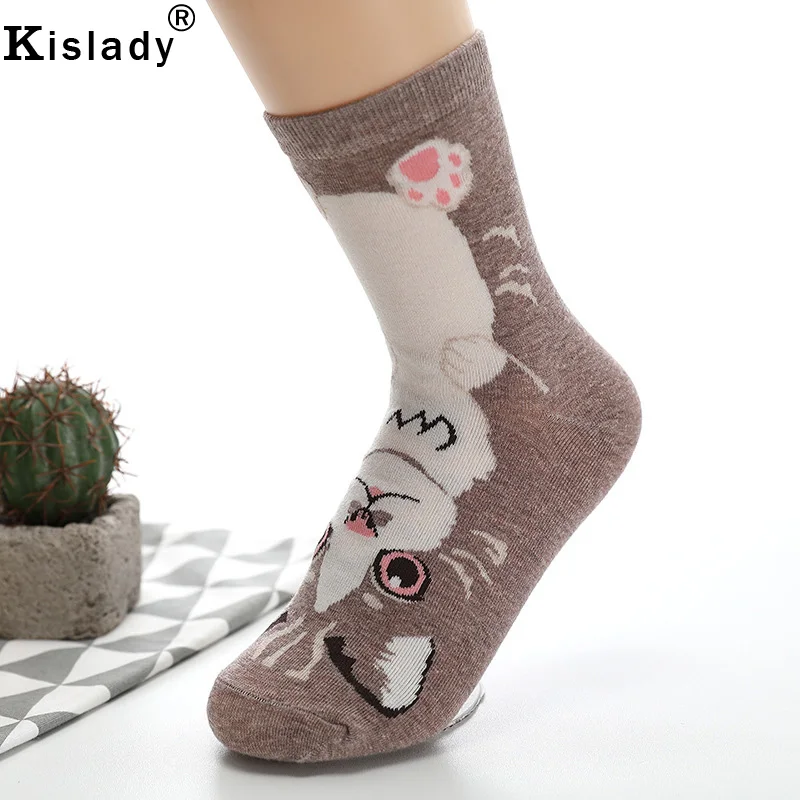 Осень зима 2018 женские милые носки с котами и животными хорошее качество