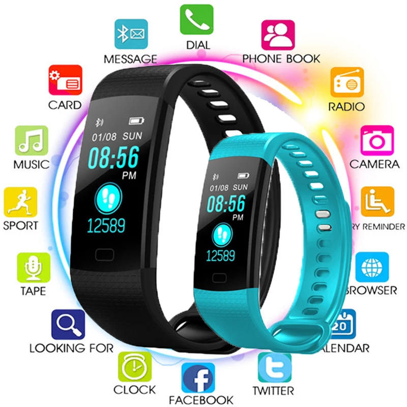 Умный Браслет Y5 монитор сна фитнес-браслет трекер сердечного ритма кровяное