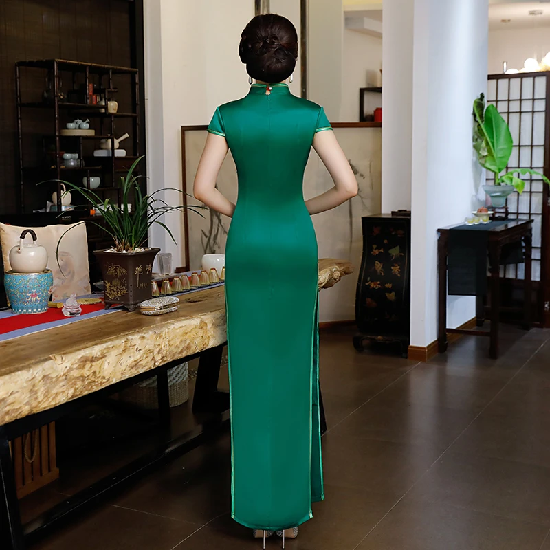 Ярко розовые женские длинное Ципао китайское стиль платья Maxi Qipao тонкие вечерние