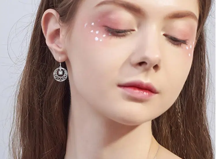 

Zavorohin New 100% Real 925 Sterling Silver Round Drop Earrings Wedding Party Earrings For Woman Sparkling Zircon Jewelry