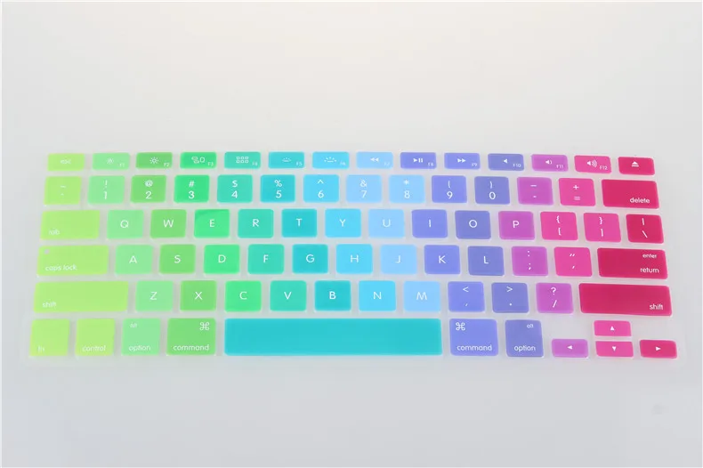 US English Русская испанская цветная силиконовая клавиатура, кожный чехол для macbook air 13 pro 13 15 17 retina Rainbow Protector US, евромакет - Цвет: US English