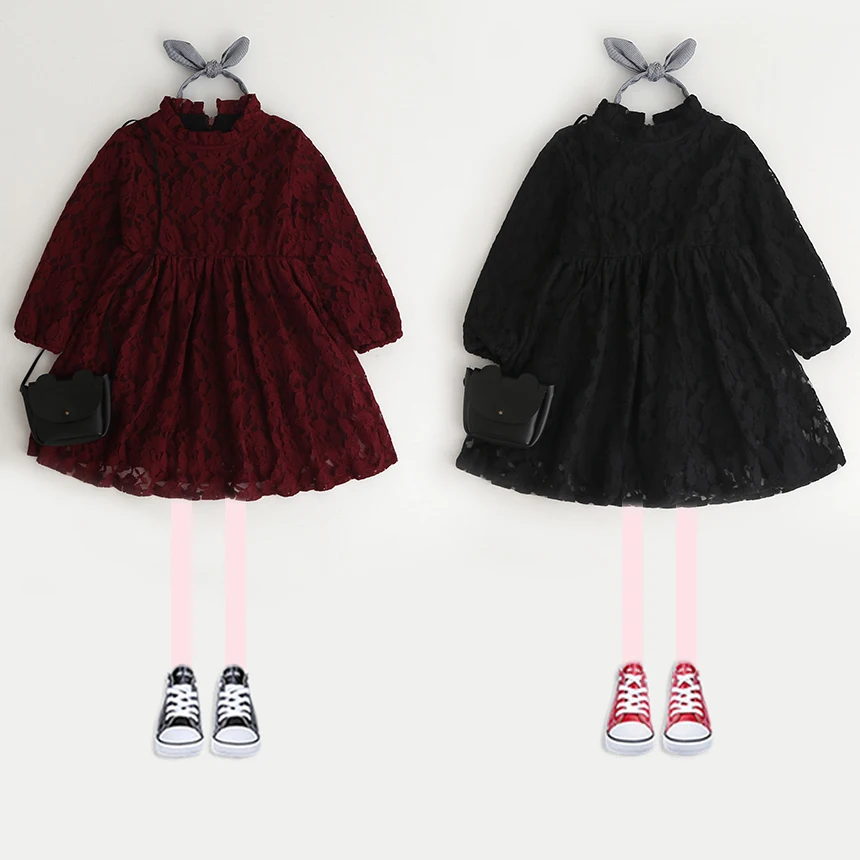 Новые детские Шнуровка с бантиком длинными рукавами весеннее платье принцессы