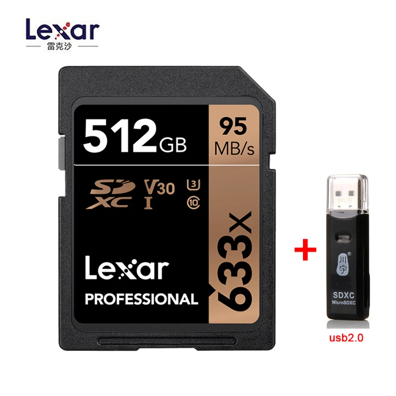 512GB-C296 Lexar бренд SDXC SDHC SD карта 95 м/с 633x32 Гб 64 Гб 128 ГБ 256 ГБ 512 ГБ 1 ТБ U1 U3 класс 10 карта памяти для 1080p 3D 4K видеокамера - Емкость: 512GB-C296