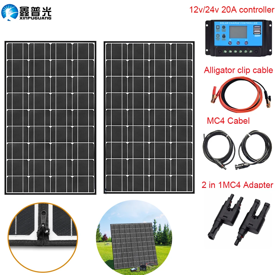 140w (2*70w) 18v гибкий складной монокристаллический комплект солнечных батарей