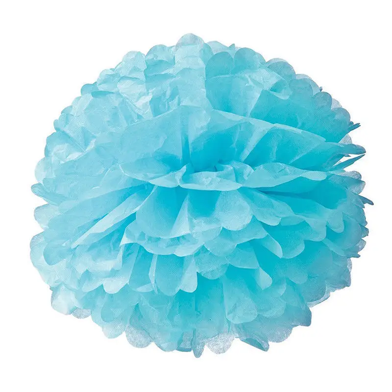 Sky Blue 1 шт., размер: 4/6/8/10/12 дюймов ткани Бумага Pom Poms, ручные поделки Цветочные шары из бумаги для вечеринок и свадебных церемоний украшения дома цветы - Цвет: Sky Blue