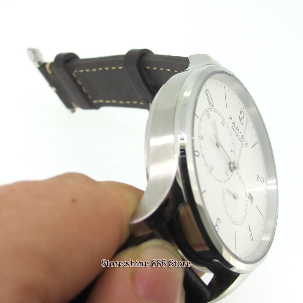 Мужские часы с римскими цифрами корпус из нержавеющей стали белым циферблатом 42