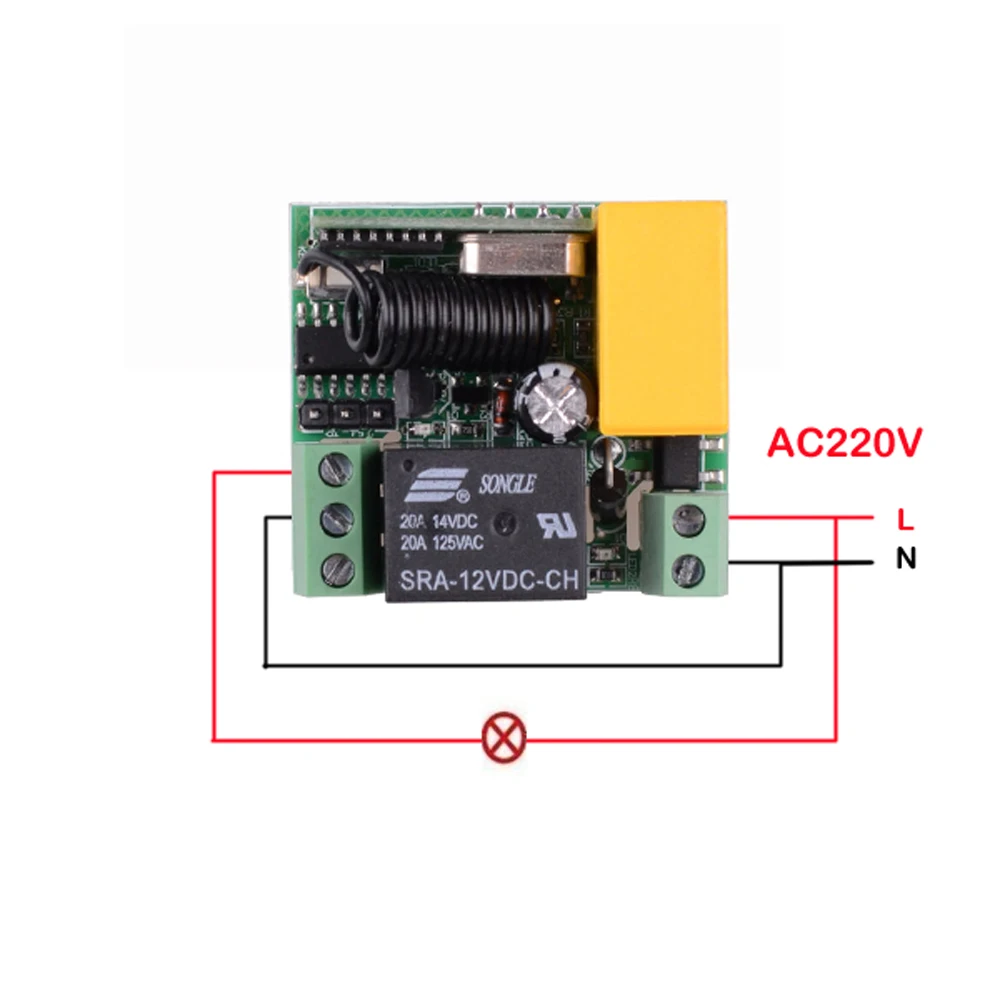 Mini Size AC 220V 1CH 1 CH 10A RF Wireless Remote Control Switch System Receiver+Transmitter Latched (A=ON B=OFF) | Обустройство дома