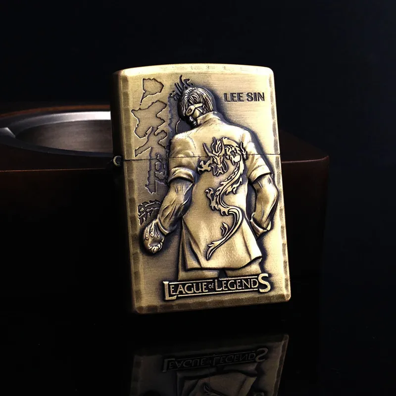 Металлическая керосиновая зажигалка, фигурка героя, бронзовая фигурка, узор с тиснением. Креативные зажигалки, аксессуары для сигарет