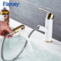 fapully mini basin faucet luxury gold bathroom faucets pull out brass basin mixer faucet cold and hot bathroom taps 508 11wg