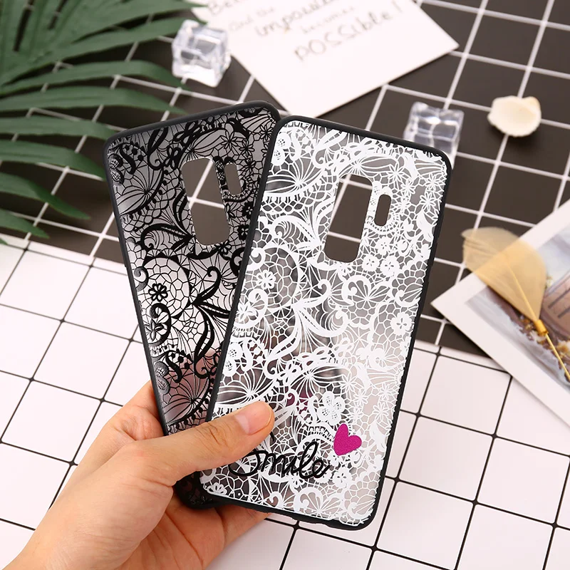 For Samsung Galaxy S8 S9 S10 S10e Note 8 9 A10 A20 A30 A50 M10 M20 Lace Flower Pattern Soft Silicone TPU Phone Case Cover |