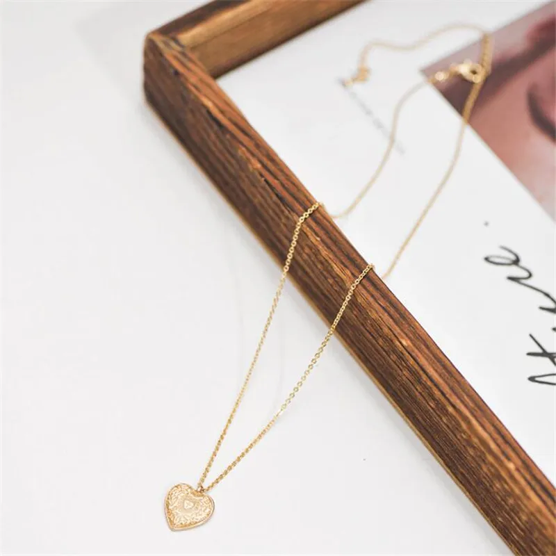 Trendy Gold Color Heart Charm Pendant Necklace for Women Simple Thin Chain Chokers Chic Long Necklaces Girls Accessories | Украшения и