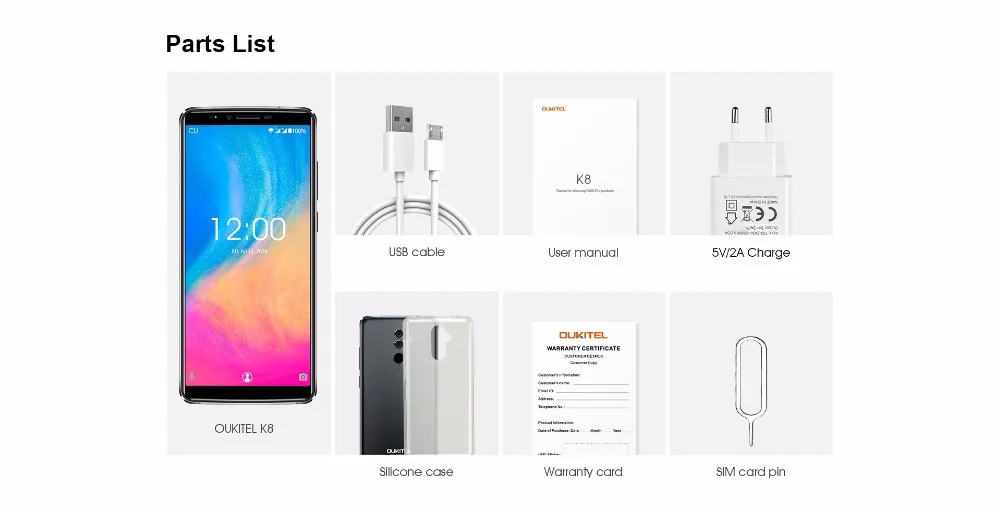 OUKITEL K8 18:9 полный дисплей 6,0 ''FHD 4 Гб ОЗУ 64 Гб ПЗУ MT6750 Восьмиядерный 13 МП+ 5 Мп отпечаток пальца ID 5000 мАч 5 В/2 а Быстрая