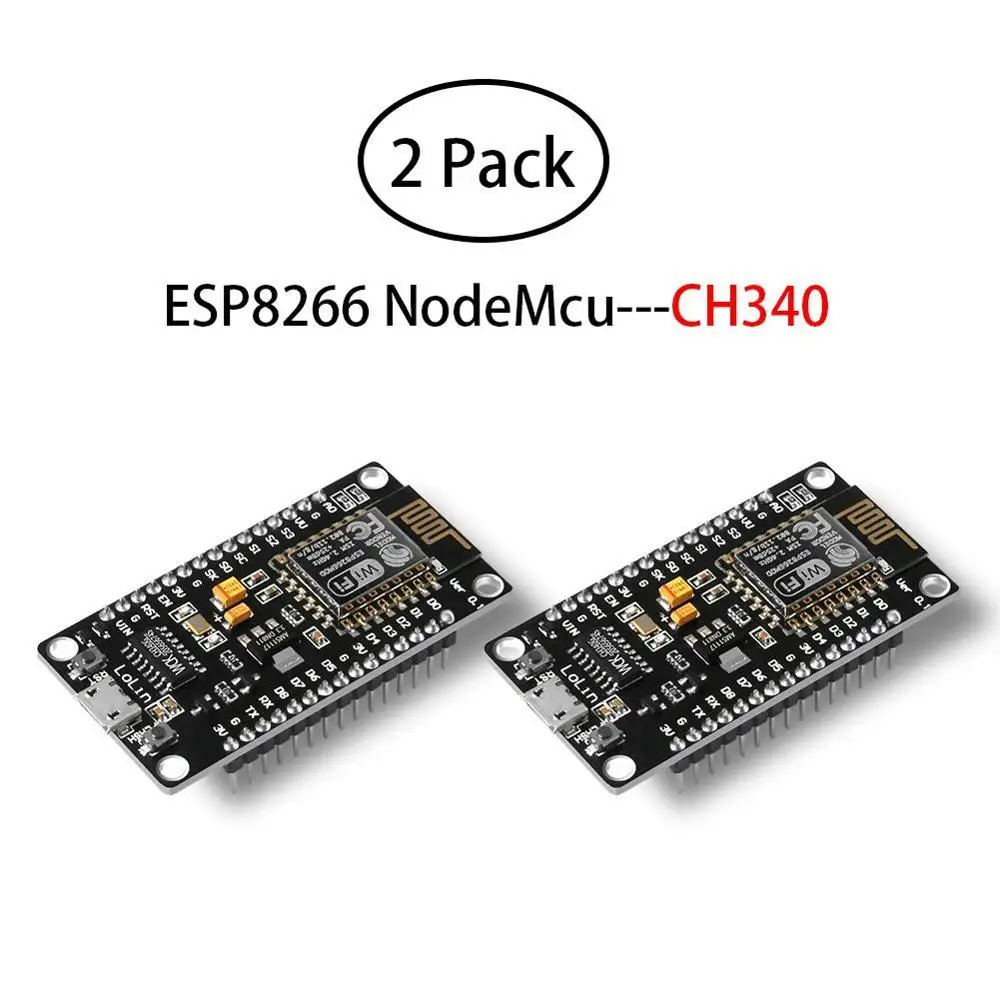 

2pcs ESP8266 NodeMCU LUA CH340 ESP-12E WiFi Internet Development Board Flash Serial Wireless Module for Arduino IDE/Micropython