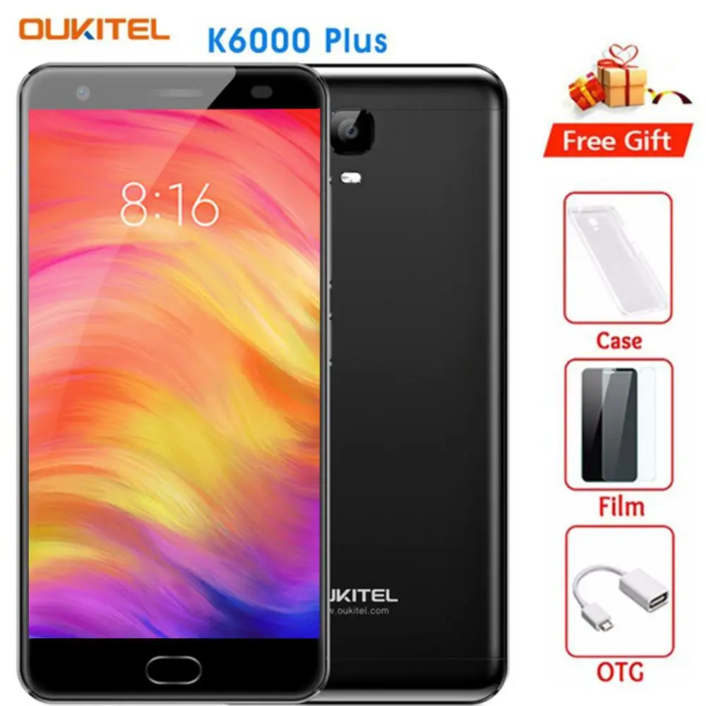 Смартфон Oukitel K6000 Plus Android 7 0 6080 мАч 4G 5 &quotВосьмиядерный процессор MTK6750T 4 Гб 64 16 МП