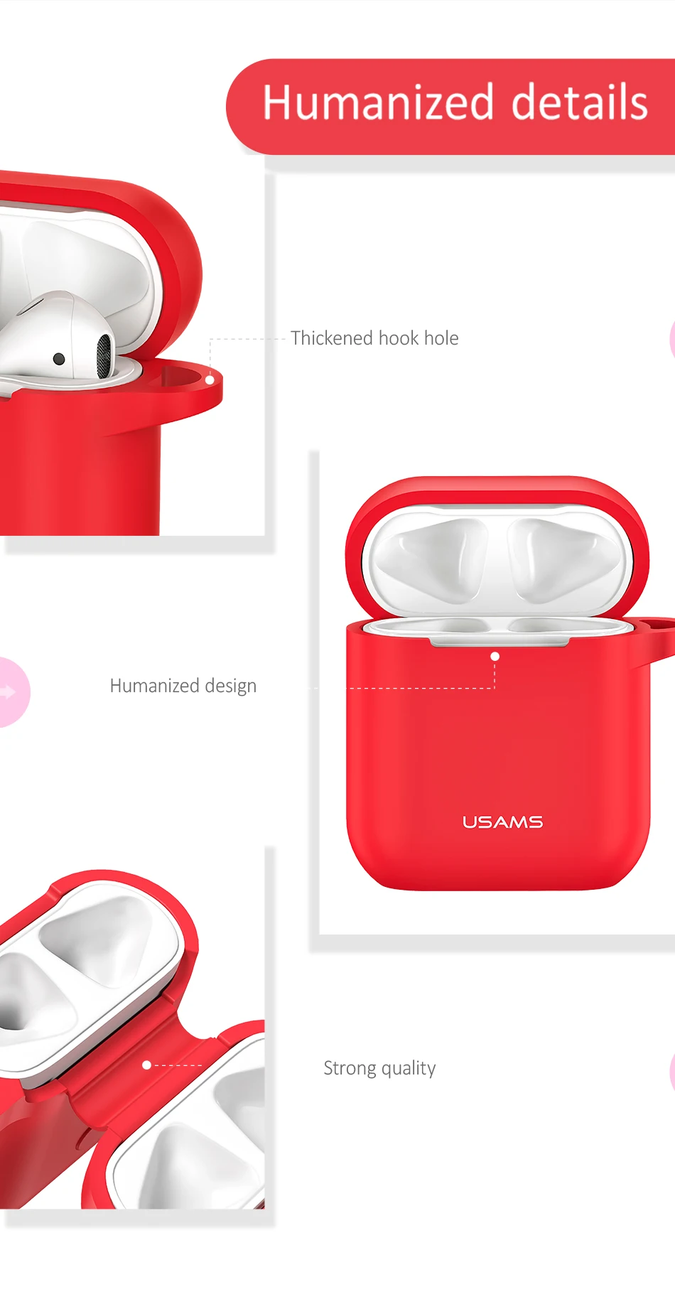 USAMS светящийся защитный чехол для наушников для AirPods чехол для наушников чехол для Apple беспроводные Bluetooth наушники Airpod чехол