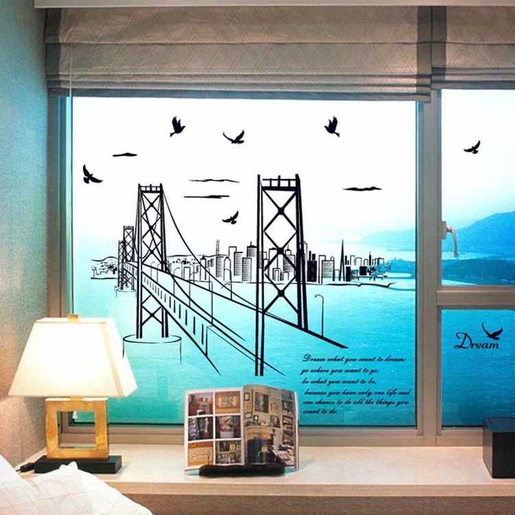 Виниловые наклейки на стену Cityscape в стиле сделай сам для гостиной дивана