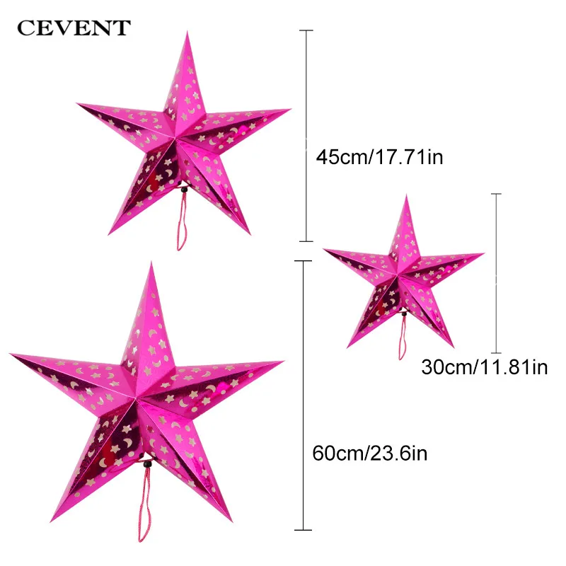 Cevent 1 шт. 30/45/60 см 3D Star висячие украшения с рисунком пятиконечной Бумага абажур светильник дерева домашний Декор Свадебная вечеринка украшения