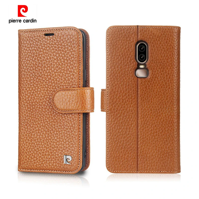 

Pierre Cardin Wallet Case For One Plus 6 Coque Luxury Original Genuine Leather Magnetic Flip Cover Case For One Plus 6 Card Slot