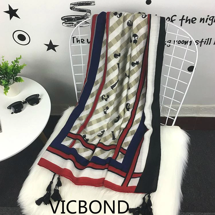 2018 New Fashion Scarf Summer Korean Girl Cat Cotton and Tassel Tour Sunscreen Shawl Beach hijab | Аксессуары для одежды