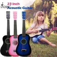 slade 23 inch black basswood acoustic guitar musical instruments with guitar pick wire strings gift for beginners children
