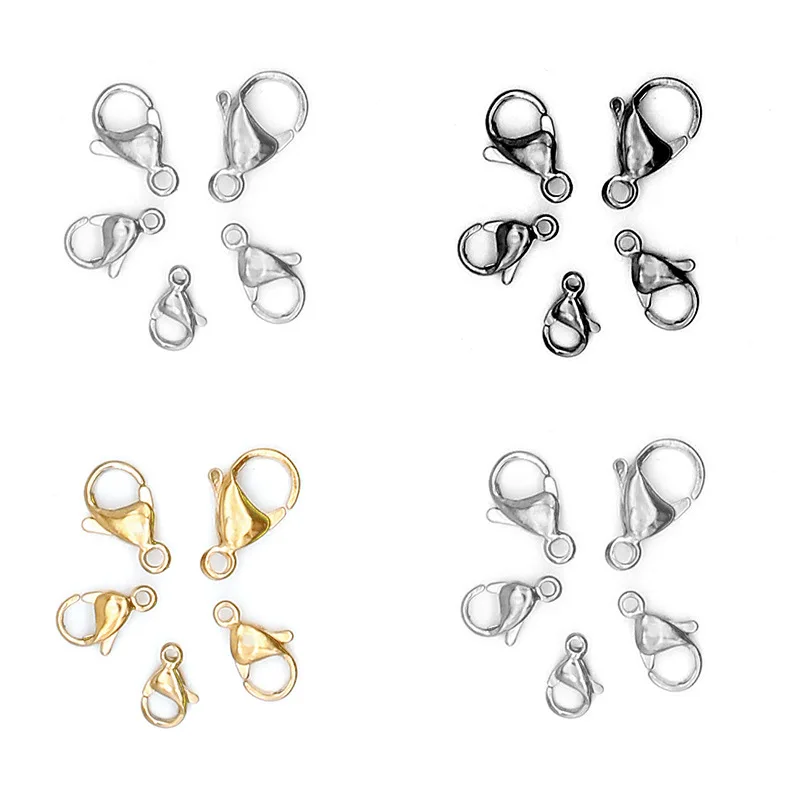 Застежки-карабины из нержавеющей стали 304 золотистые/черные 10 шт./лот 9-15 мм |