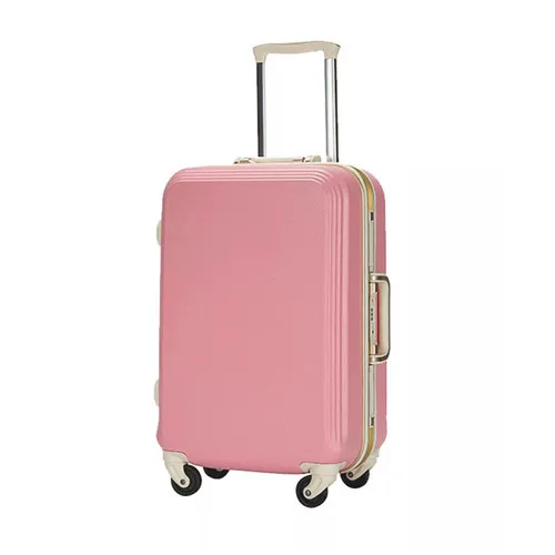 Pink aluminum frame Klqdzms 20/22/24/26/28 дюймов Высокое качество ABS+ PC Сумки на колёсиках Чемодан легкий путешествия чемодан на колесиках - Цвет: Pink aluminum frame