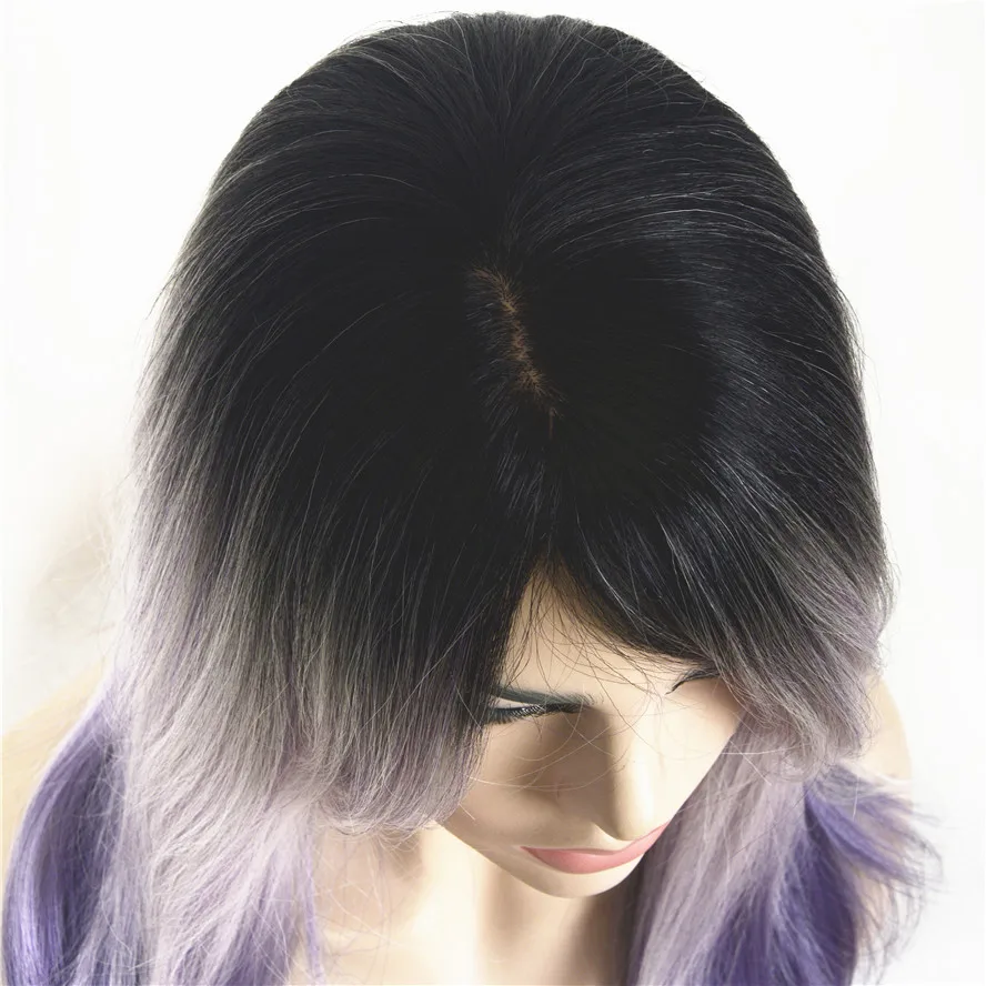 StrongBeauty женский длинный прямой светильник для волос фиолетовый Ombre парик