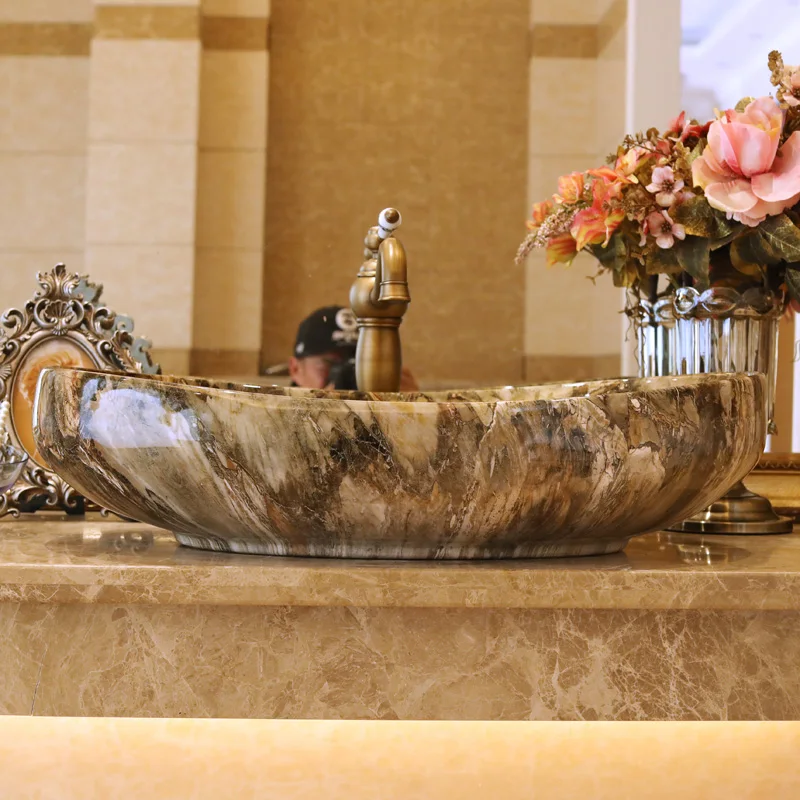 Имитация мрамора Европейский Винтажный стиль керамический умывальник