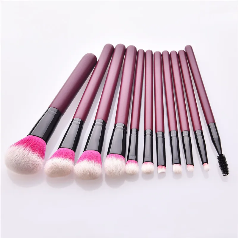 11Pcs Makeup Brushes Set Claret Red wood Handle Blush Foundation Concealer Eyeshadow Applicator Flame Micro Make up Brush T11013 | Красота и