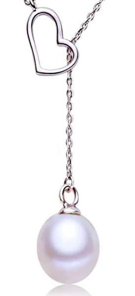 Rice Pearl ASHIQI, Пресноводный Жемчуг, 925 пробы, Серебряное сердце, подвеска, 8-9 мм, натуральный жемчуг, ювелирное изделие для женщин, подарок - Цвет камня: Rice Pearl