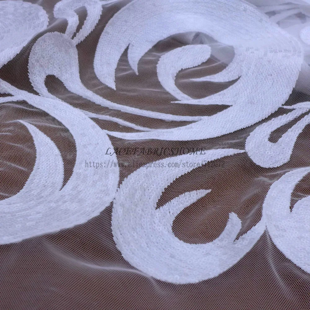 Женское платье из полиэстера с блестками на сетчатой вышивке 1 ярд|sequin fabric yard|white