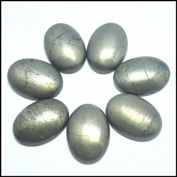 

5pcs natural pyrite mine cabochons gem stone cabs on hole nature picaso stone cabochons oval shape 20x30mm for women pendants