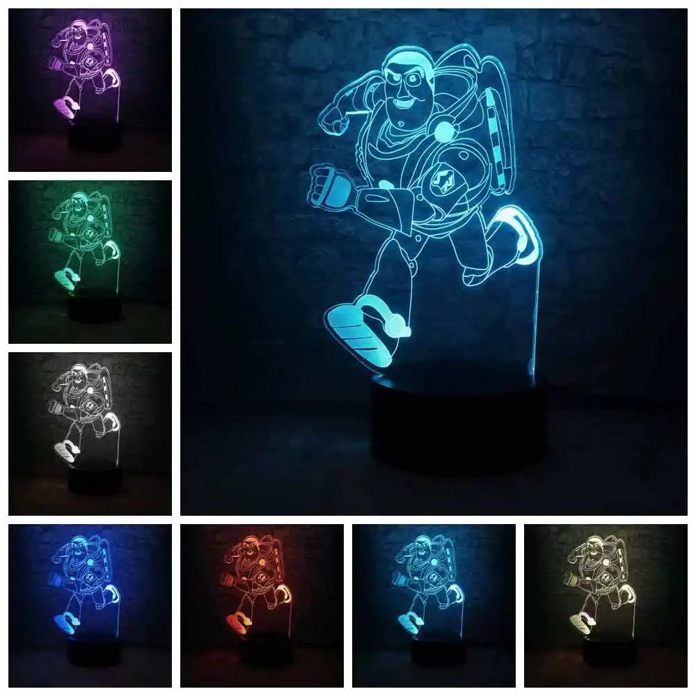 style 9 Прямая поставка, 3D светодиодный светильник Микки, Минни Маус, Маргаритка, Русалочка, Винни, друг, Иа, 7 цветов, Ночной светильник, декор комнаты, подарок для детей - Испускаемый цвет: style 9