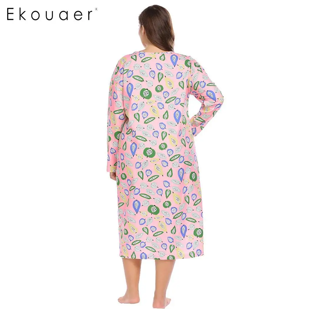 Ночная рубашка Ekouaer Женская с длинным рукавом и принтом | одежда