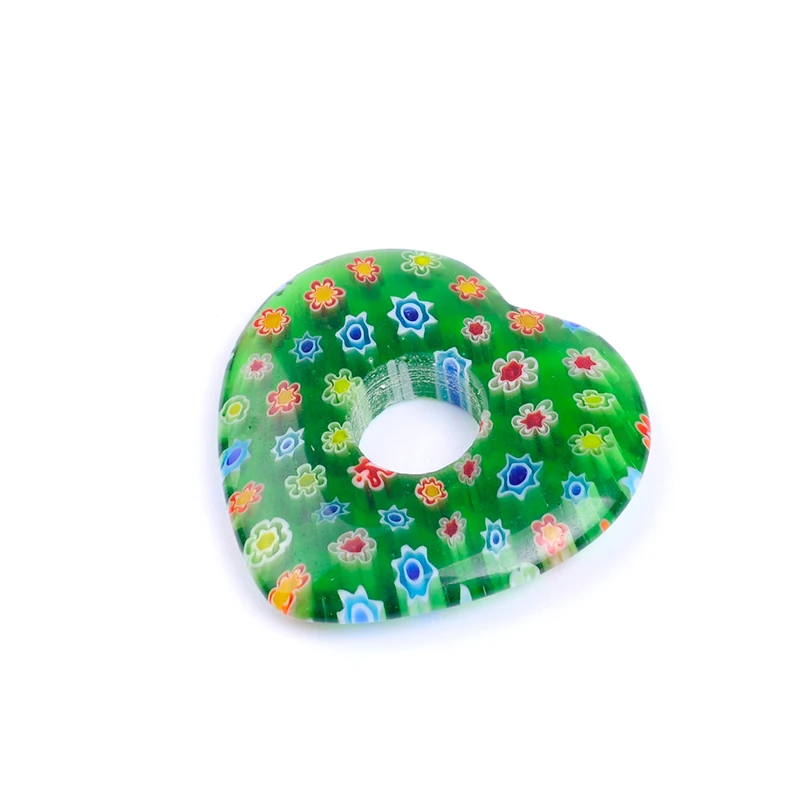 4 шт./лот стеклянные разделительные бусины в форме сердца зеленого красного