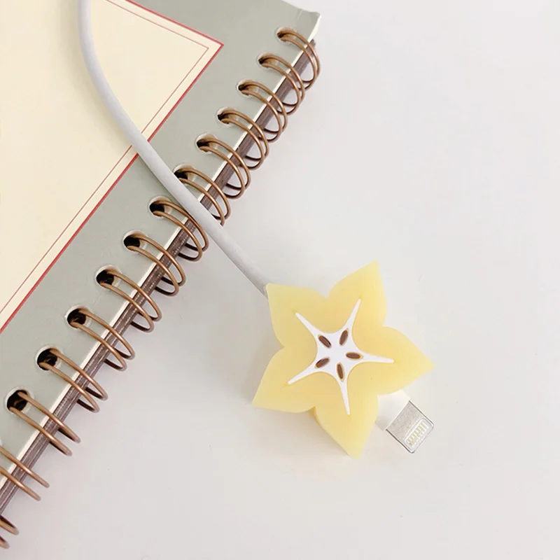 Carambola Кабель Bite милые фрукты кабель протектор для iphone USB кабель Органайзер Chompers зарядное устройство провода Держатель Pprotege кабель для игрушек забавные - Цвет: Carambola