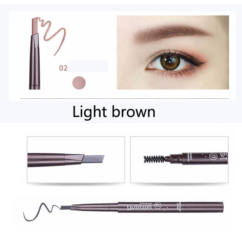 Light brown 6 цветов, бренд, макияж для глаз, двойная головка, для бровей, усилитель, тату, краска для бровей, оттенок, водостойкий, черный, коричневый, макияж, карандаш для бровей - Цвет: Light brown