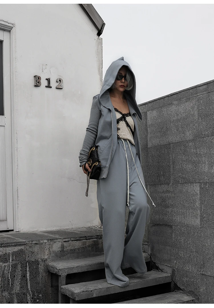 Owen Seak Women Casual Hallen Wide Leg Pants Cotton Gothic Women's Clothing Full Length Sweatpants Spring Solid Loose Pants