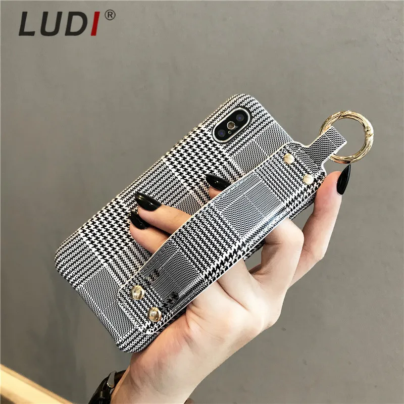 Винтажный чехол LUDI из искусственной кожи в английскую клетку для iPhone 7 7Plus мягкие