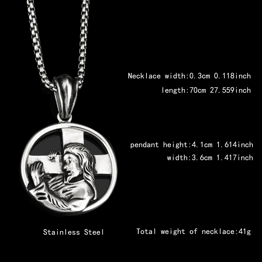 Goofan Hiphop Classic Cross Man Pendant Necklace Stainless Steel Fashion Style Trendy Charm for Men Women Gift STN1911 | Украшения и