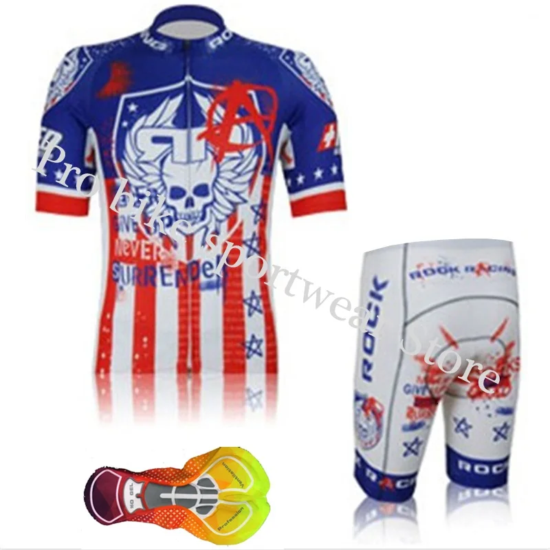 Cycling jersey set18 ROCK Racing, летняя мужская футболка для велоспорта, комплект с коротким рукавом, дышащие шорты, одежда для велоспорта, Hombre Ropa Ciclismo Maillot - Цвет: Cycling jersey set18