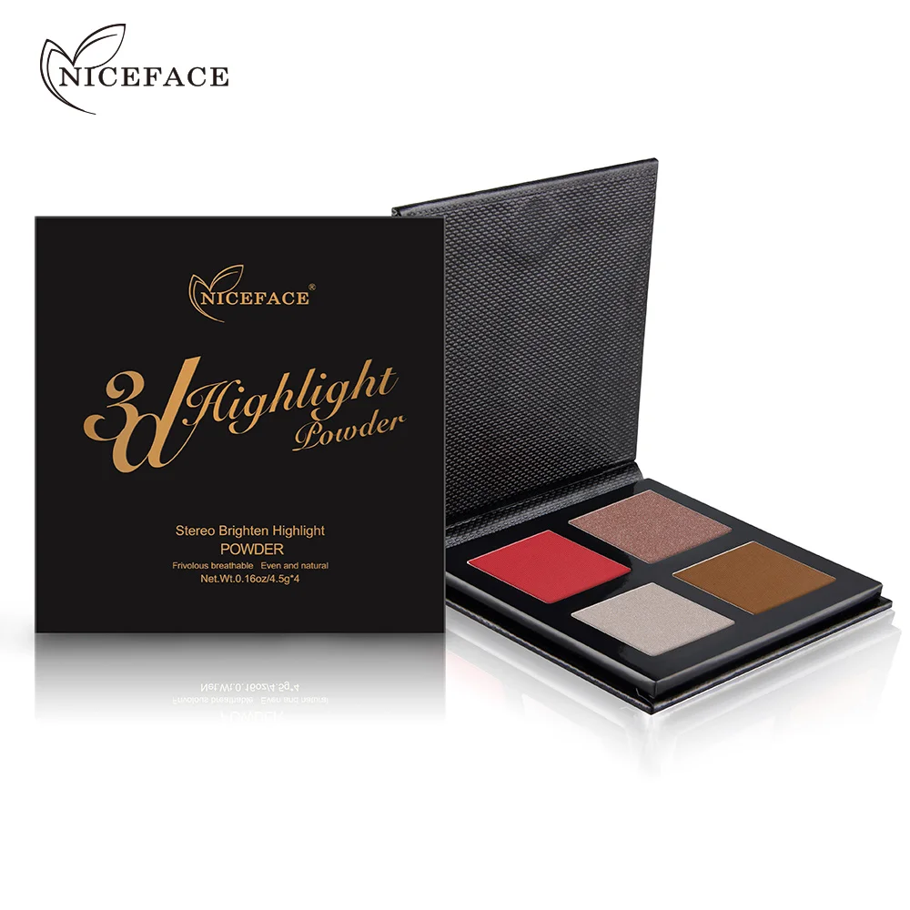 Niceface 4 Colors Concealer Cream Contour Palette Kit Makeup Bronzer Highlighter Powder Trimming Contouring Oil-control Cosmetic | Красота и