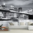 Фотообои, современный черный белый городской пейзаж, настенная ткань для гостиной, офиса, фон для стен, 3 d декор